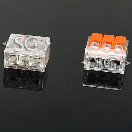 Соединитель клеммный PCT-413 (аналог WAGO 221-413) 3 контакта Соединитель клеммный PCT-413 (аналог WAGO 221-413) 3 контакта
