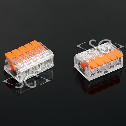 Соединитель клеммный PCT-415 (аналог WAGO 221-415) 5 контакта Соединитель клеммный PCT-415 (аналог WAGO 221-415) 5 контакта