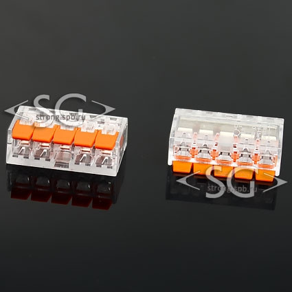 Соединитель клеммный PCT-415 (аналог WAGO 221-415) 5 контакта Соединитель клеммный PCT-415 (аналог WAGO 221-415) 5 контакта