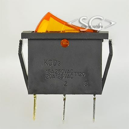 Переключатель KCD3-1 (KCD3-101N11CYK) 16A 3pin YELLOW light Переключатель KCD3-1 (KCD3-101N11CYK) 16A 3pin YELLOW light