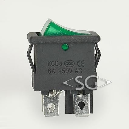 Переключатель KCD1-104B (KCD1-104BN0111GKA) (маркировка KCD8) 6A 4pin GREEN light Переключатель KCD1-104B (KCD1-104BN0111GKA) (маркировка KCD8) 6A 4pin GREEN light