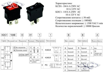 Переключатель KCD1-104B (KCD1-104BN0111GKA) (маркировка KCD8) 6A 4pin GREEN light Переключатель KCD1-104B (KCD1-104BN0111GKA) (маркировка KCD8) 6A 4pin GREEN light
