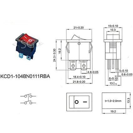 Переключатель KCD1-104B (KCD1-104BN0111RKA) 6A 4pin RED light Переключатель KCD1-104B (KCD1-104BN0111RKA) 6A 4pin RED light