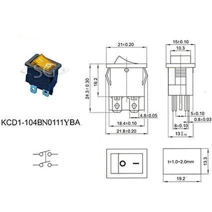 Переключатель KCD1-104B (KCD1-104BN0111YBA) (маркировка KCD8) 6A 4pin YELLOW light Переключатель KCD1-104B (KCD1-104BN0111YBA) (маркировка KCD8) 6A 4pin YELLOW light