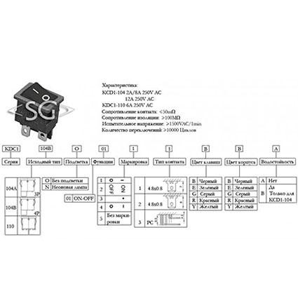 Переключатель KCD1-104B (KCD1-104BO0111KKA) (маркировка KCD6) 6A 4pin BLACK Переключатель KCD1-104B (KCD1-104BO0111KKA) (маркировка KCD6) 6A 4pin BLACK