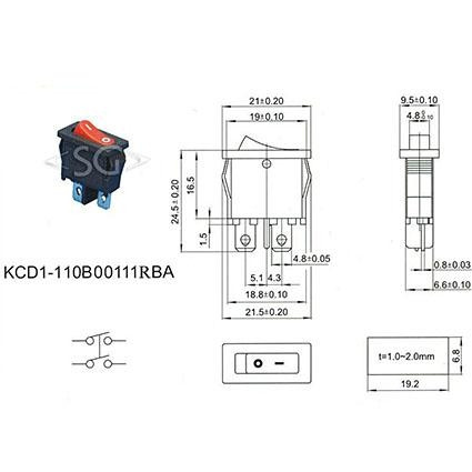 Переключатель KCD1-110 (KCD1-110O0111RKA) 6A 2pin RED Переключатель KCD1-110 (KCD1-110O0111RKA) 6A 2pin RED