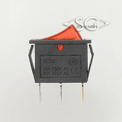 Переключатель KCD3-1 (KCD3-101N11CRK) 16A 3pin RED light Переключатель KCD3-1 (KCD3-101N11CRK) 16A 3pin RED light