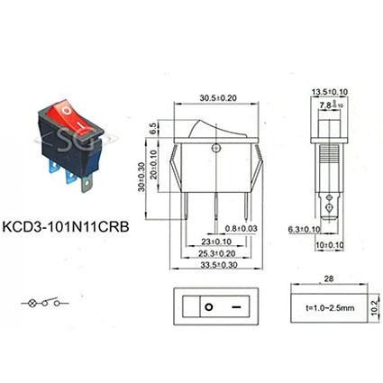 Переключатель KCD3-1 (KCD3-101N11CRK) 16A 3pin RED light Переключатель KCD3-1 (KCD3-101N11CRK) 16A 3pin RED light