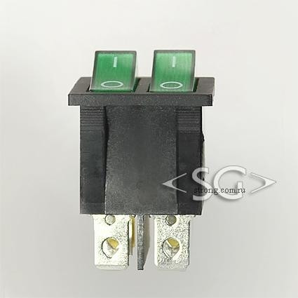Переключатель KCD3-2 (KCD3-201N11CGK) (маркировка KCD6) 16A 6pin GREEN light Переключатель KCD3-2 (KCD3-201N11CGK) (маркировка KCD6) 16A 6pin GREEN light