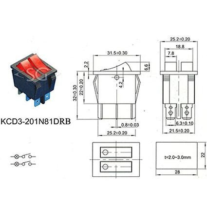 Переключатель KCD3-2 (KCD3-201N11CGK) (маркировка KCD6) 16A 6pin GREEN light Переключатель KCD3-2 (KCD3-201N11CGK) (маркировка KCD6) 16A 6pin GREEN light