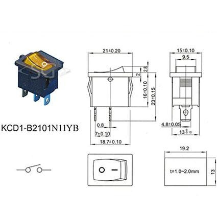 Переключатель KCD1-B2 (KCD1-B2101N11YK)* 6A 3pin YELLOW light Переключатель KCD1-B2 (KCD1-B2101N11YK)* 6A 3pin YELLOW light