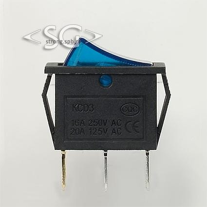 Переключатель KCD3-1 (KCD3-101N11CBK) 16A 3pin BLUE light Переключатель KCD3-1 (KCD3-101N11CBK) 16A 3pin BLUE light